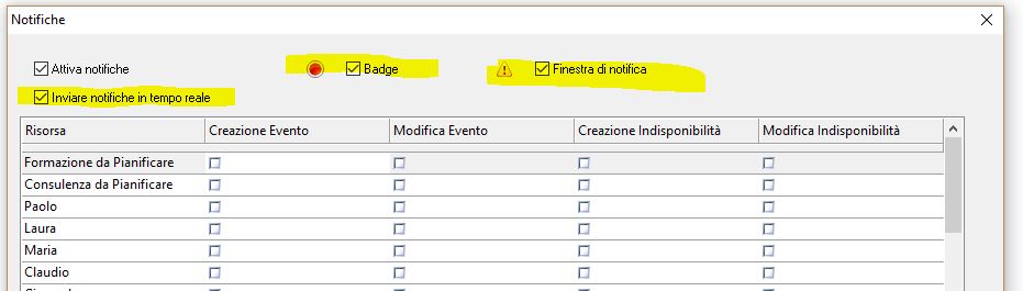 PlanningPME configurare le notifiche